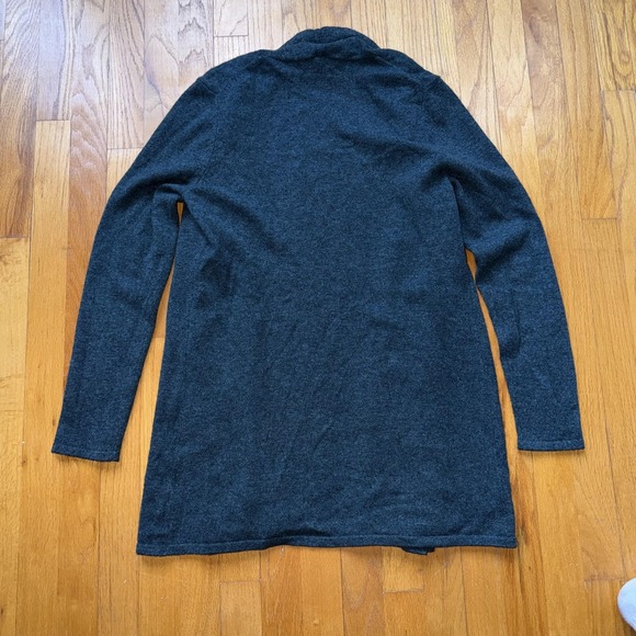 Kinross Cashmere Cardigan Sweater M Green Open Front Longline Knit Quiet Luxury - Picture 5 of 10